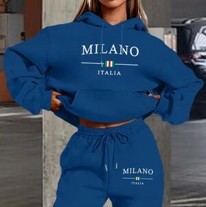 Women's Two-Piece Hoodie & Jogger Set - Blue